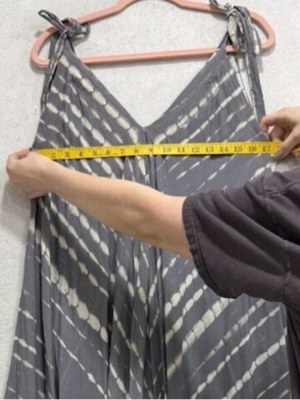 Gray Tie-Dye V-Neck adjustable Romper / jumper - Picture 2 of 7
